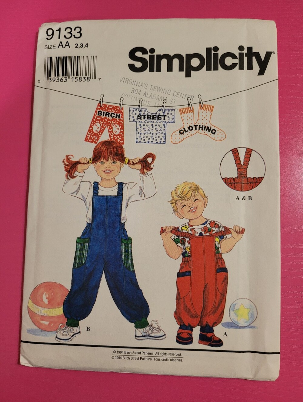 Simplicity Kids Overalls And Top Sewing Pattern 9133 Size AA (2-4) (1777)
